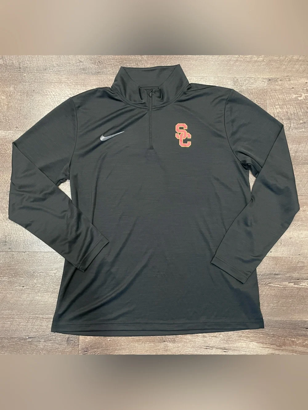 Nike Black Quarter-Zip Pullover Jacket with Red SC Logo Adult Size Large